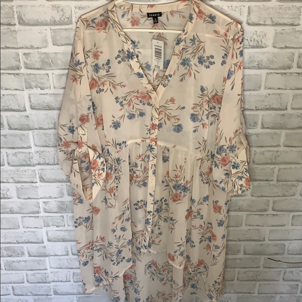 💐BRAND NEW💐LEXI- Ivory Floral Chiffon Tunic